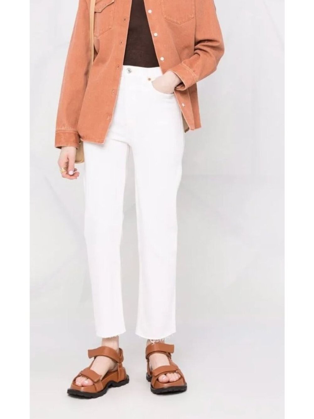 NWT RE/DONE Worn White 70's Stove Pipe Straight Jeans Size 25
